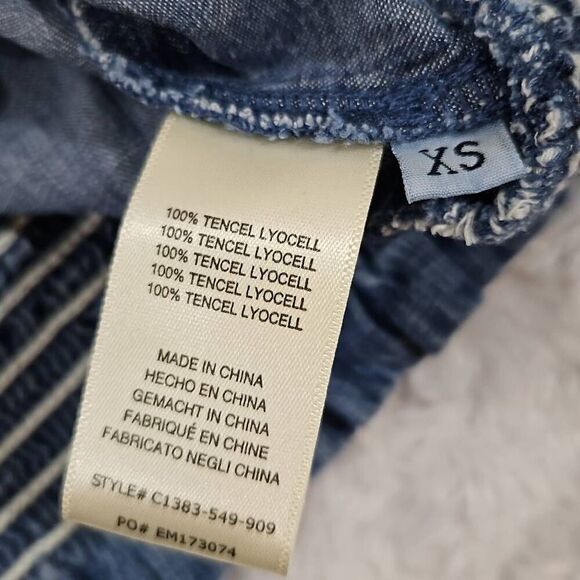 Cloth and stone by anthropologie Womens XS smocked waist blouse dark denim top - Picture 3 of 8